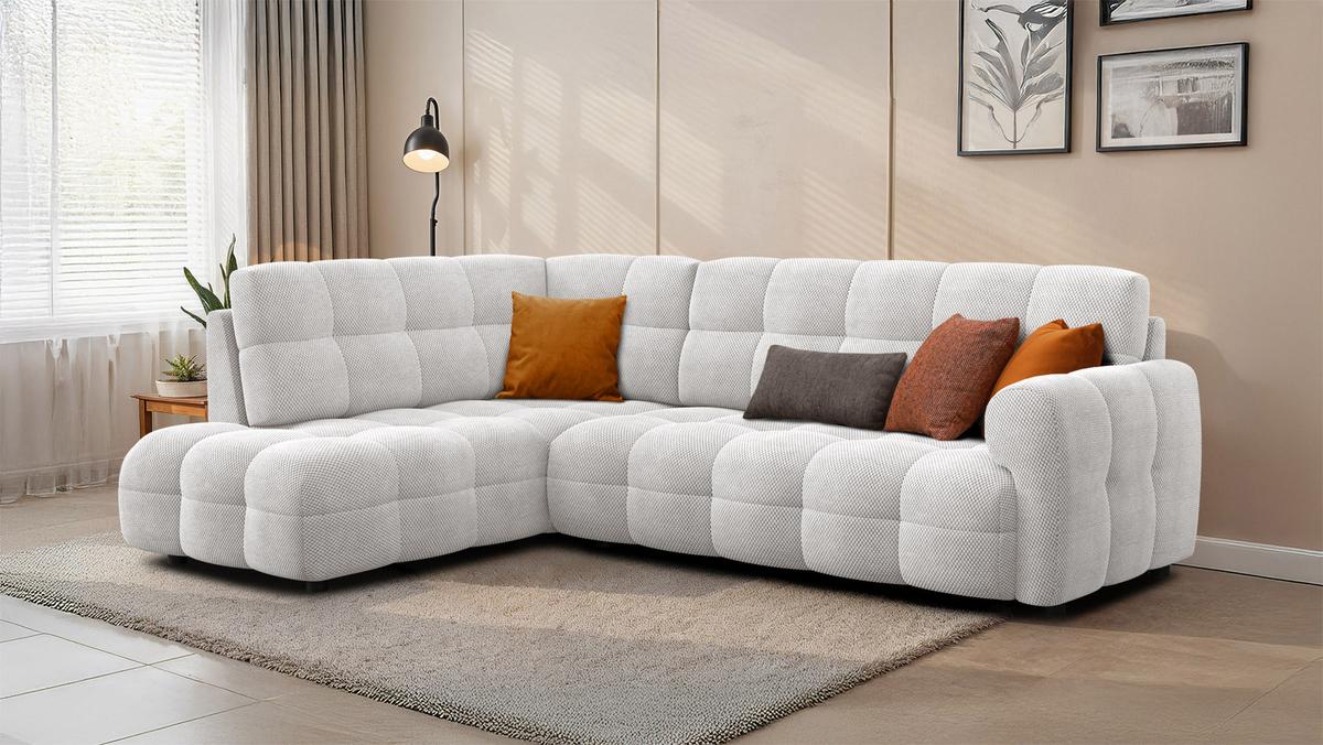 ECKSOFA MELLOW 5-Sitzer, creme - Creme/Schwarz, Holz/Textil (283/191cm) - Wozimo