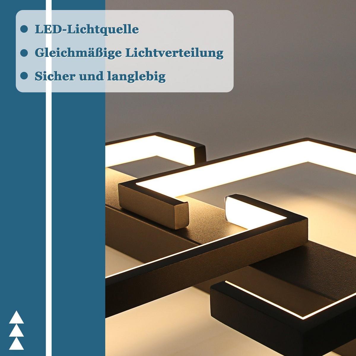 LED-DECKENLEUCHTE Amalfrieda 30/25/5 cm - Schwarz, Metall (30/25/5cm) - Nettlife