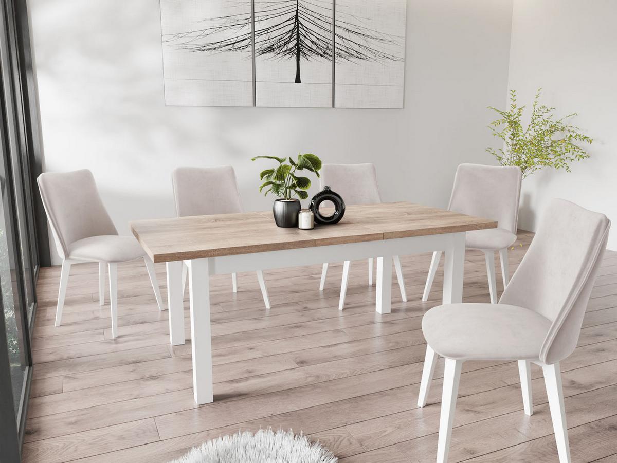 ESSTISCH Molly rechteckig ausziehbar, Sonoma Eiche 120-160/67/75 cm - Weiß/Sonoma Eiche, Holz/Holzwerkstoff (67/160/75cm) - WFL GROUP