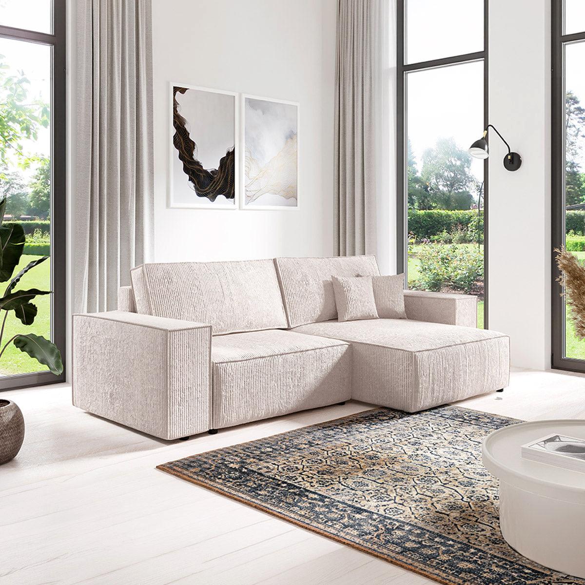 ECKSOFA Isaac 3 Sitzplätze Weiß - Weiß, Holz (257/148cm) - Petits-meubles