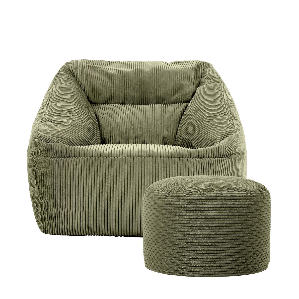 SITZSACK Sessel Natalia mit Sitzpouf - Salbeigrün, Textil (97/73/84cm) - icon