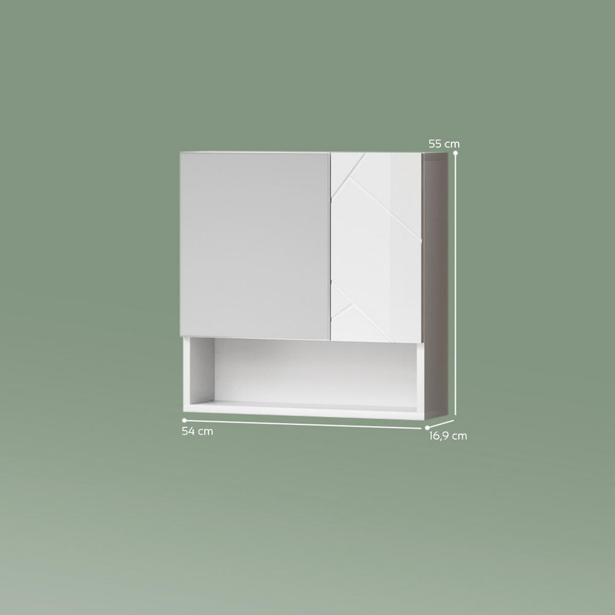 BADSPIEGELSCHRANK Ronco Weiß Hochglanz 54 x 55 cm - Weiß Hochglanz, Holzwerkstoff (54/55/16.9cm) - Livinity®