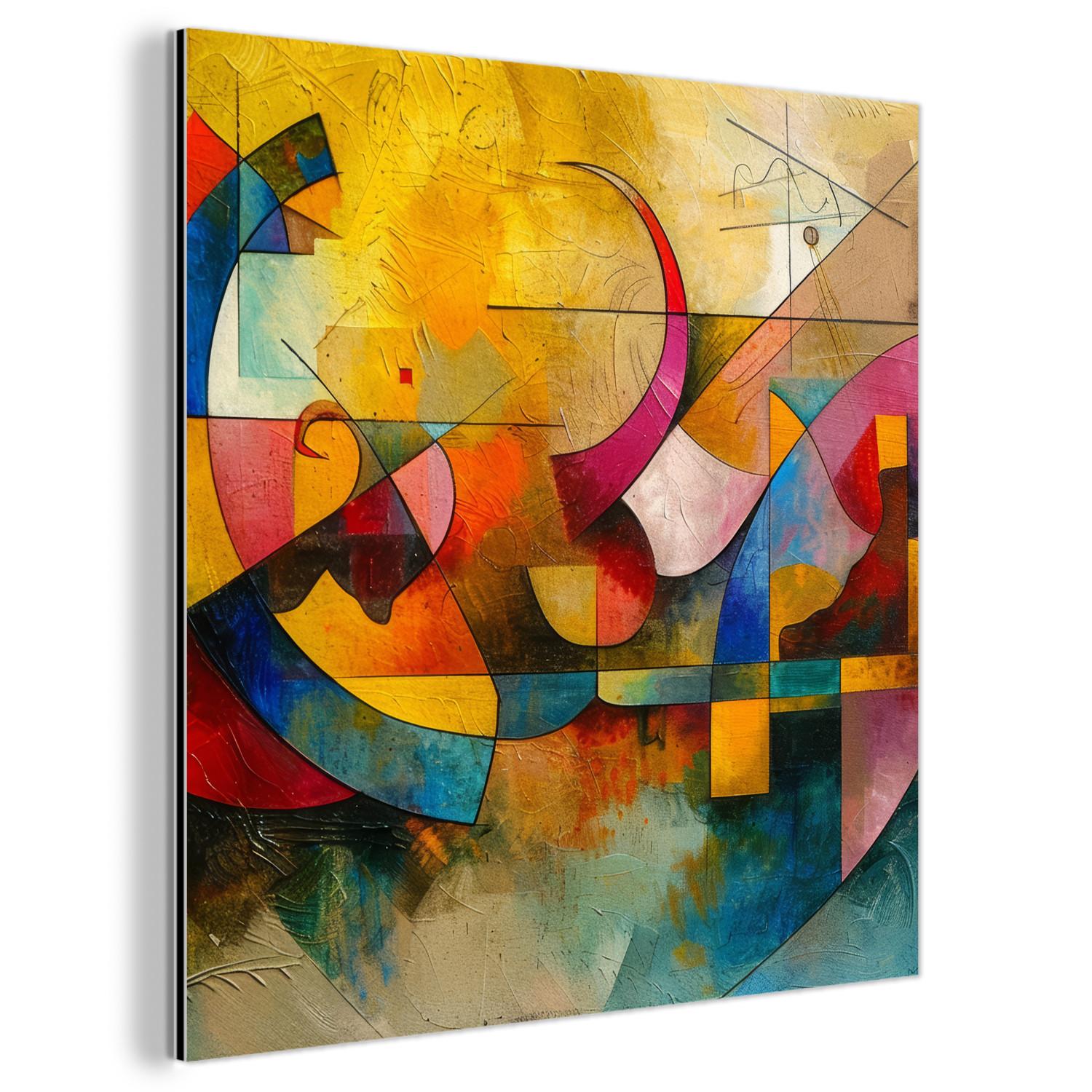 METALLBILD Kunst - Abstrakt - Modern 90x90 cm - Gelb, Metall (90/90cm) - MuchoWow