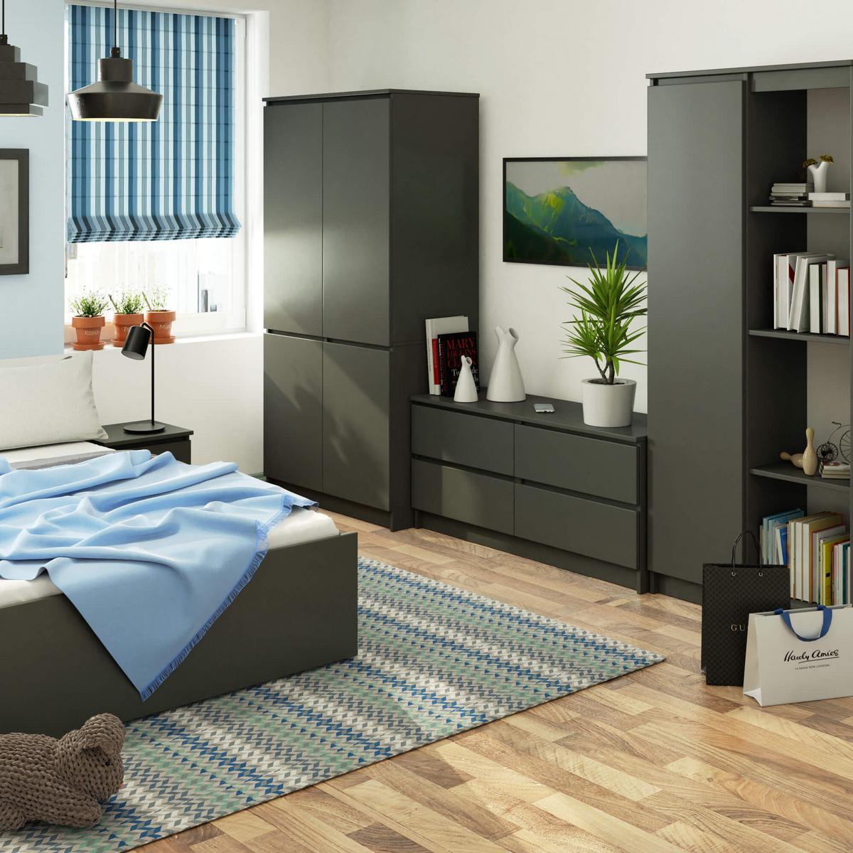 KLEIDERSCHRANK Graphit Grau 180/90/51 - Graphitfarben, Holzwerkstoff (90/180/51cm) - RAUMHIRSCH FURNITURE