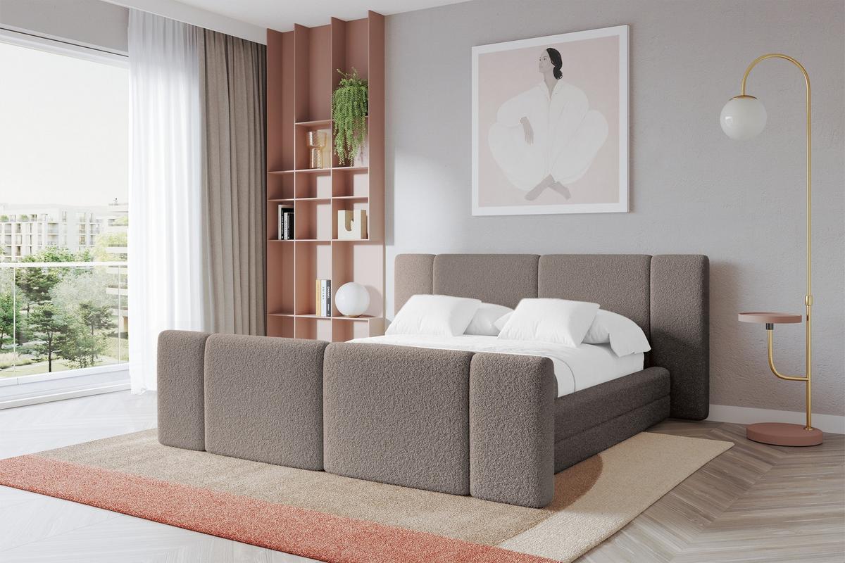 POLSTERBETT mit Bettkasten, Fußteil und Lattenrost, Bett mit Matratze H3/H4 - TEVO-Z 140x200 Braun - Braun, Holzwerkstoff/Textil (140/200cm) - ALTDECOR