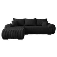ECKSOFA Ubo L Cord, Seite: Links - Silberfarben/Schwarz, Holz/Kunststoff (282/187cm) - MIRJAN24