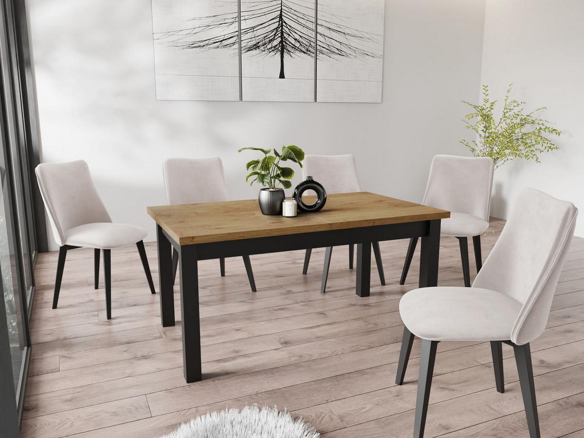 ESSTISCH Davidof rechteckig ausziehbar, Lancelot Eiche 160-240/90/76 cm - Eichefarben/Schwarz, Holz/Holzwerkstoff (90/240/76cm) - WFL GROUP