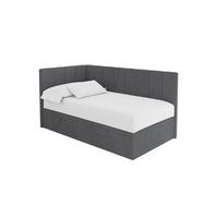 EINZELBETT Jugendbett mit Bettkasten Rechts, mit Matratze - LOVY 100x200 Dunkelgrau - Graphitfarben, Holzwerkstoff/Textil (100/200cm) - ALTDECOR