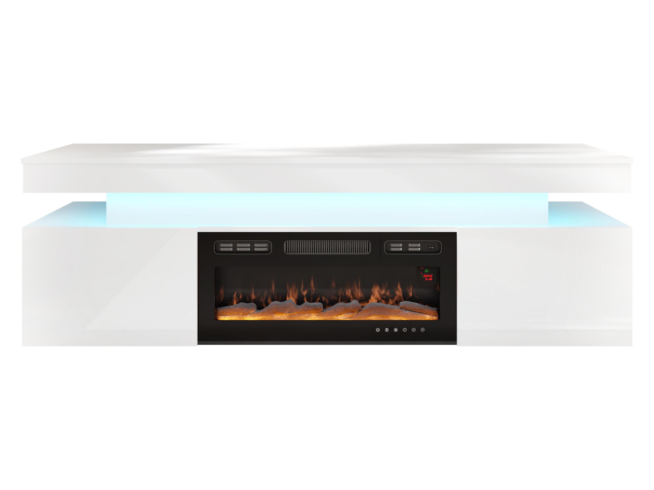 TV-LOWBOARD EF 2D Glossa mit Kamin - Weiß, Holzwerkstoff/Kunststoff (190/59/41cm) - MIRJAN24