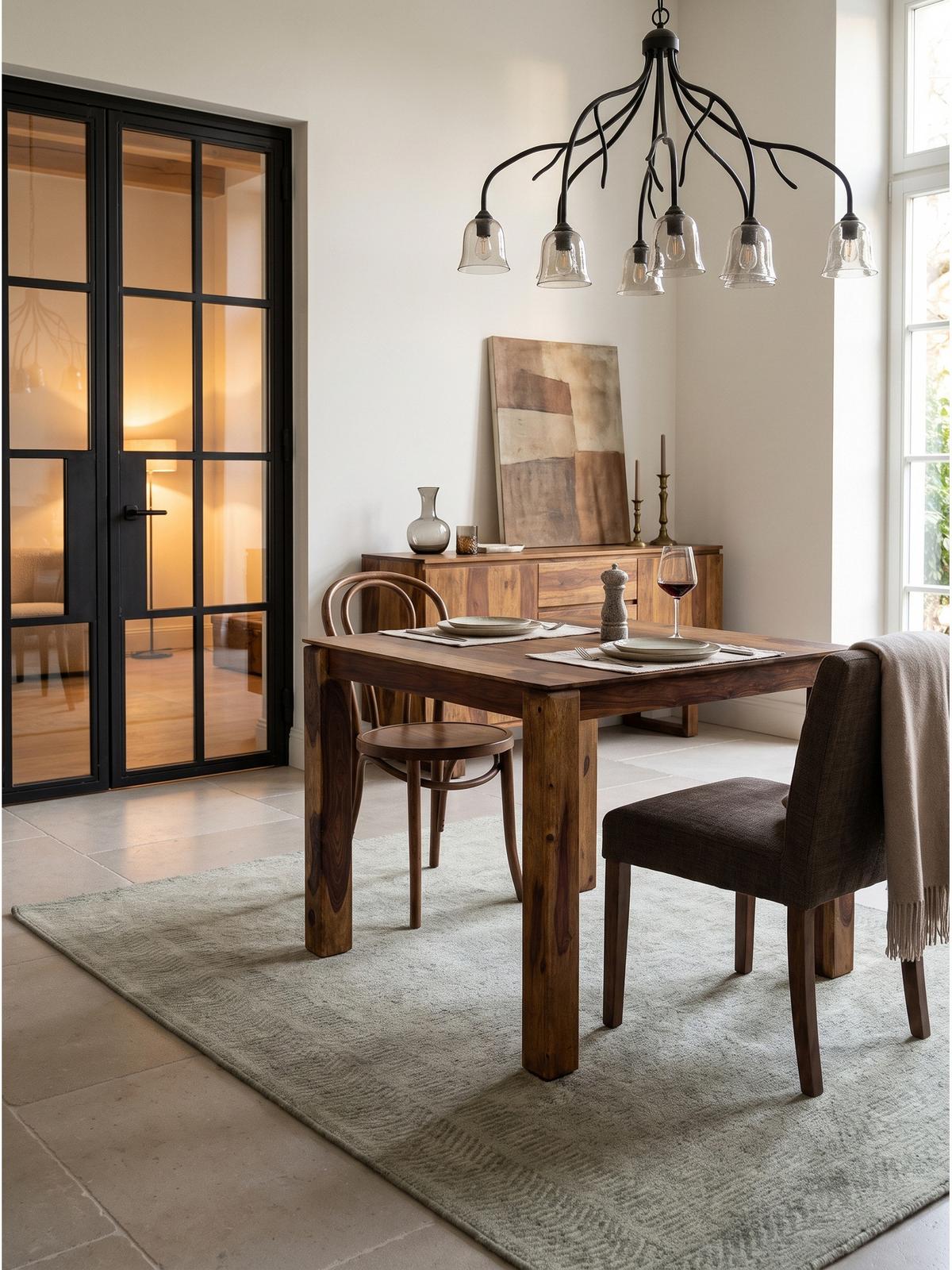 ESSTISCH CHARENTE, Dunkles Massivholz, 80 x 80 x 75 cm - Braun, Holz (80/80/75cm) - KADIMA DESIGN