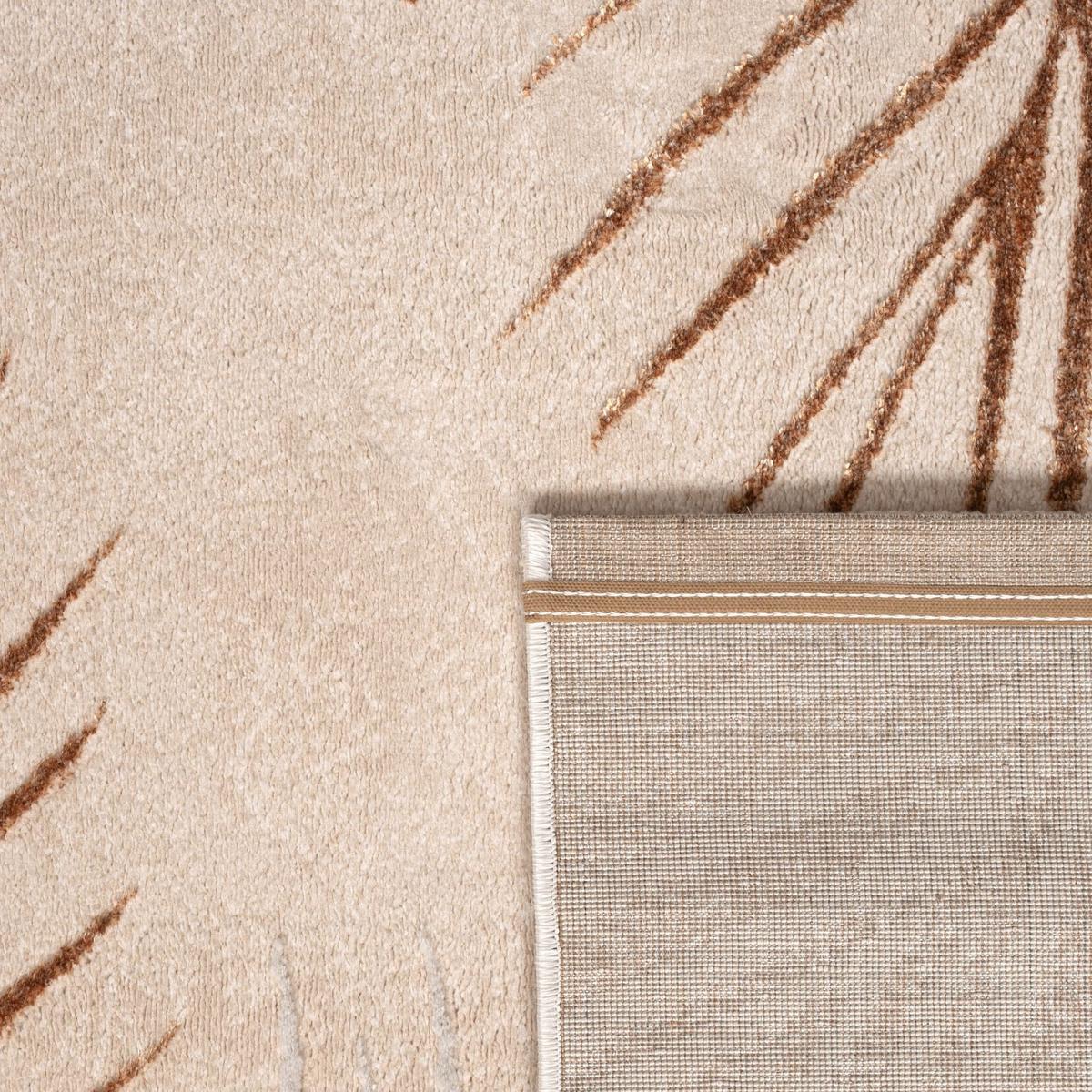 KURZFLORTEPPICH, mit Blätter-Motiv, Beige, 120 x 160 cm - Beige, Textil (160/120cm) - KADIMA DESIGN