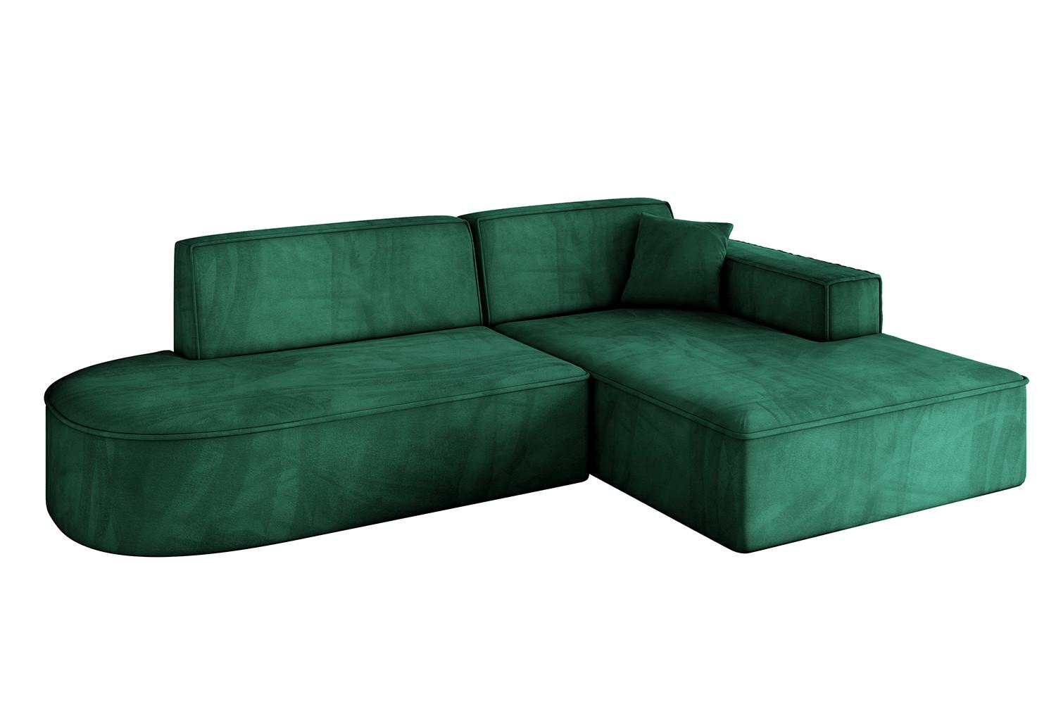 ECKSOFA Ottomane Rechts IREA-L1-v4 - 232x165x77 cm Grün - Smaragdgrün/Dunkelgrün, Holzwerkstoff/Textil (232/165cm) - ALTDECOR