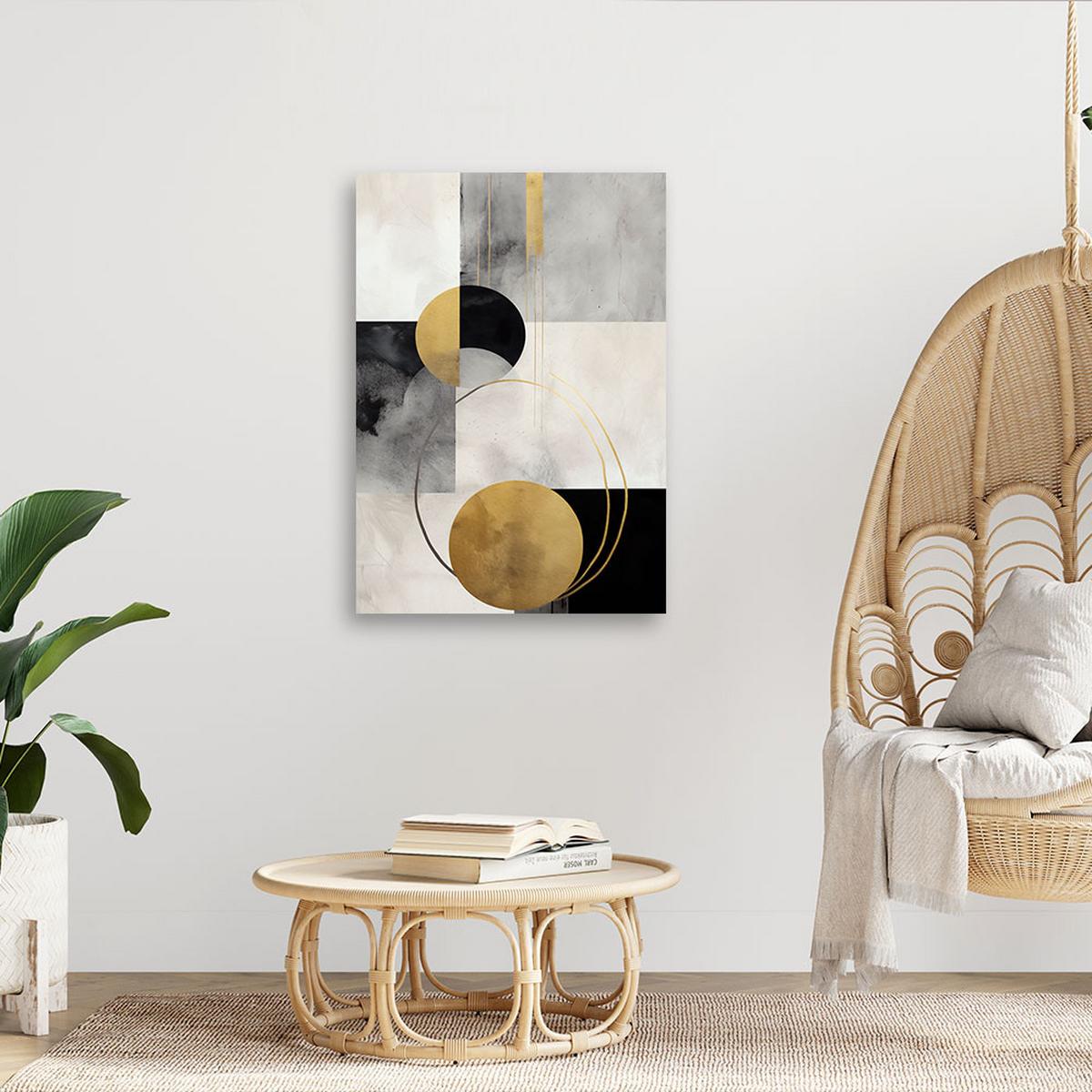 WANDBILD geometrisches boho muster - Goldfarben, Textil (40/60cm) - Feeby