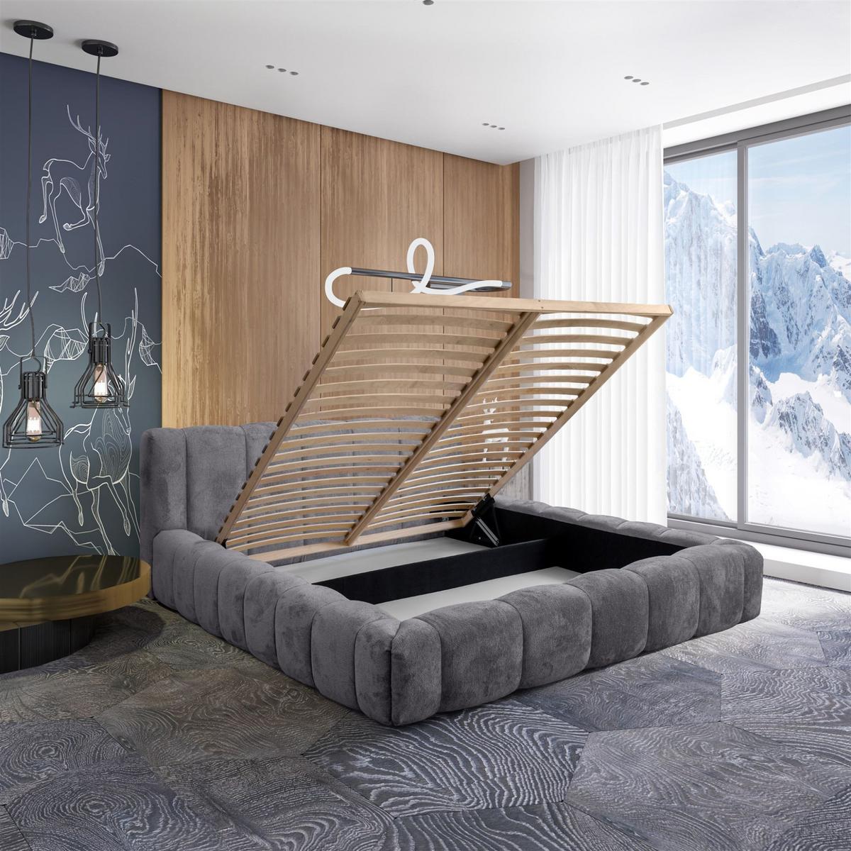 POLSTERBETT Hailey In Tender Way - Grau, Holzwerkstoff/Textil (180/200cm) - Fun Möbel