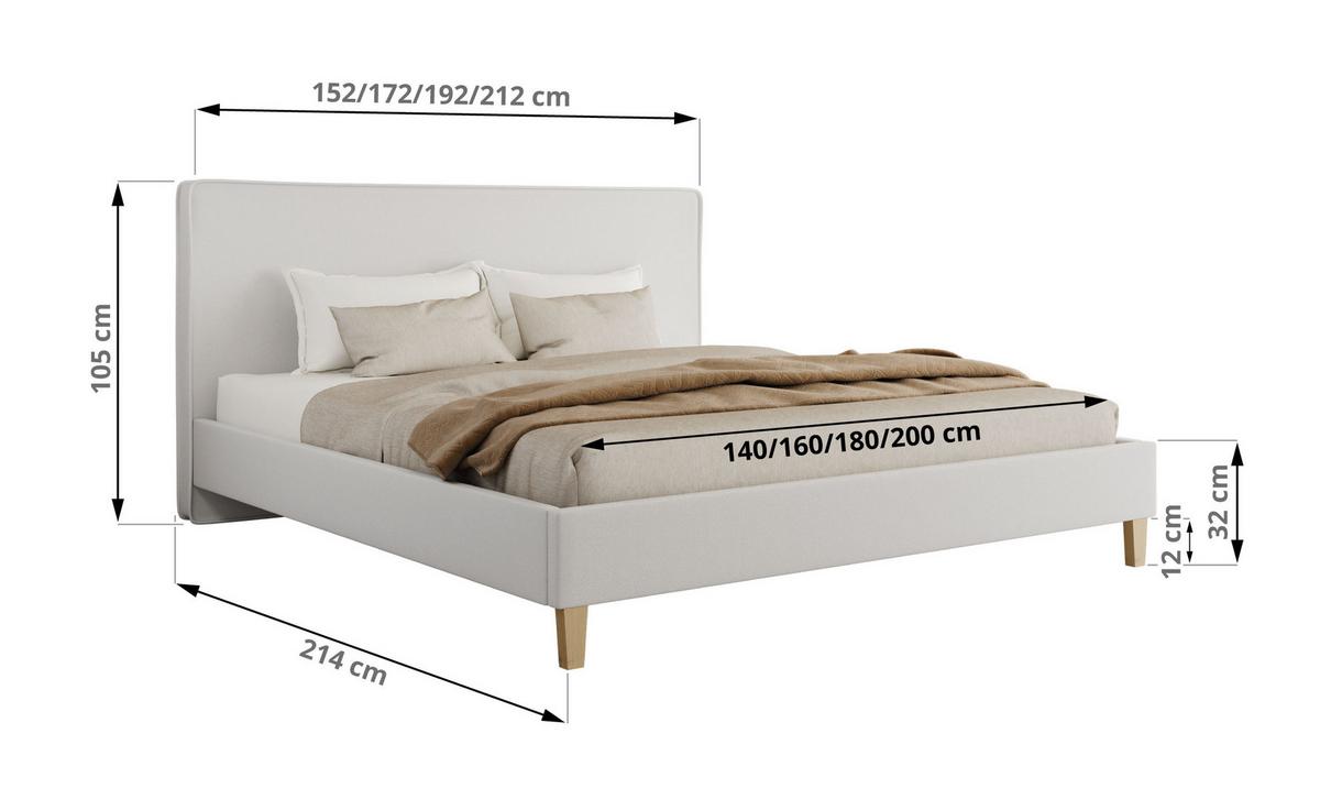 POLSTERBETT LUMARO CLASSIC 140/200 - Weiß Kunstleder - Matratze Multipocket - Weiß/Kernbuche, Holz/Textil (140/200cm) - MKS
