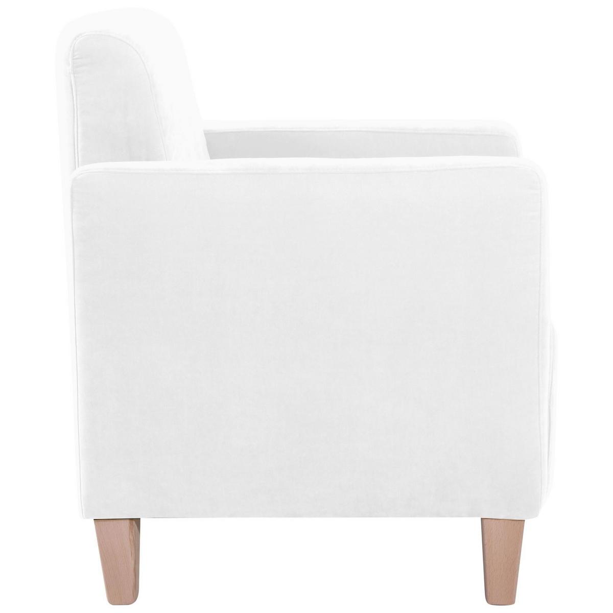 SESSEL Karol Bezug Veloursstoff Buche natur / creme - Weiß, Kunststoff (71/81/70cm) - 58aufmkessel