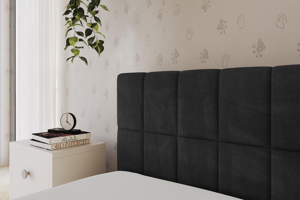 EINZELLBETT Jugendbett mit Bettkasten, Rechts - TULY 80x200 Schwarz - Anthrazit, Holzwerkstoff/Textil (80/200cm) - ALTDECOR