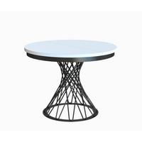 ESSTISCH Laura, Runder, mit Metallbeinen, Weiß+Schwarz - Schwarz/Weiß, Holzwerkstoff/Metall (100/100/77cm) - Beautysofa
