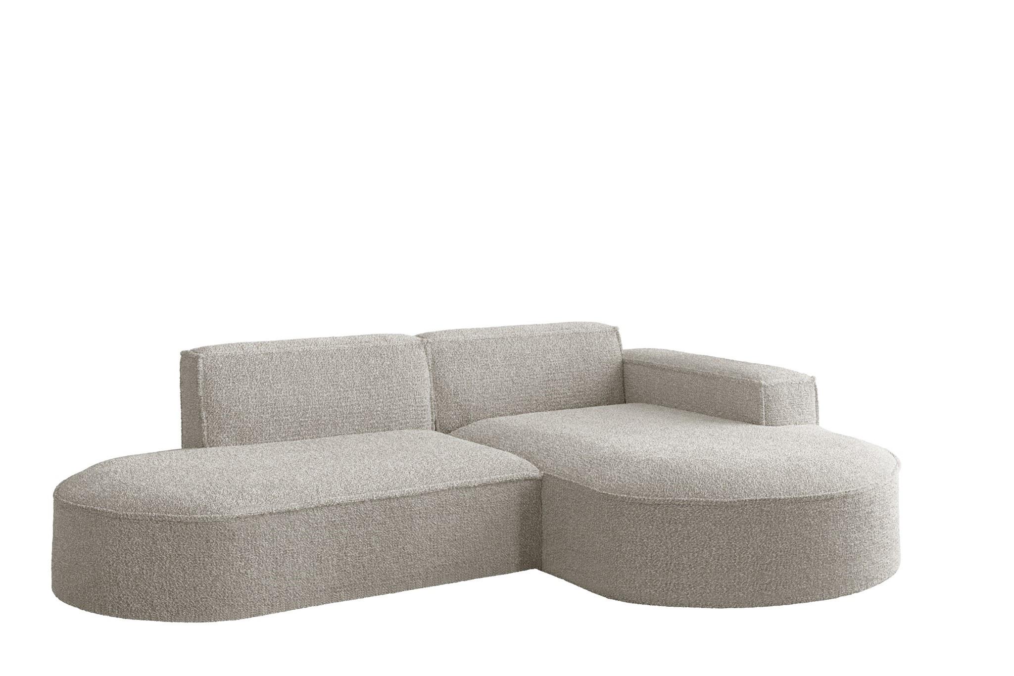 ECKSOFA Palma Xs Ottomane Ascot Bukla - Perlmutt, Holzwerkstoff/Textil (236/165cm) - Fun Möbel