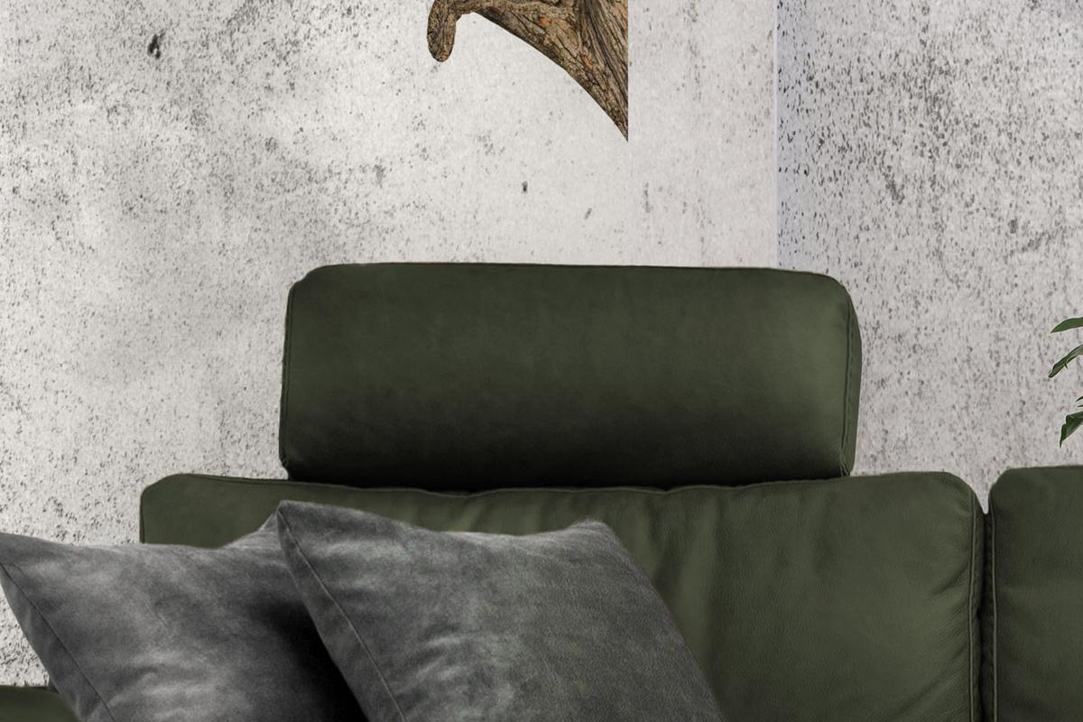 ECKSOFA XL MOTORISCHER RELAXFUNKTION LOLA Dunkelgrün Leder Relaxfunktion - Dunkelgrün/Schwarz, Leder (304/178cm) - KAWOLA