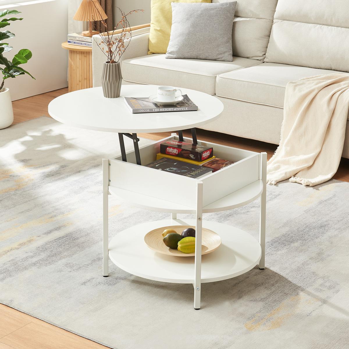 COUCHTISCH Kandas 70/49 cm - Weiß, Holzwerkstoff/Metall (70/70/49cm) - [en.casa]