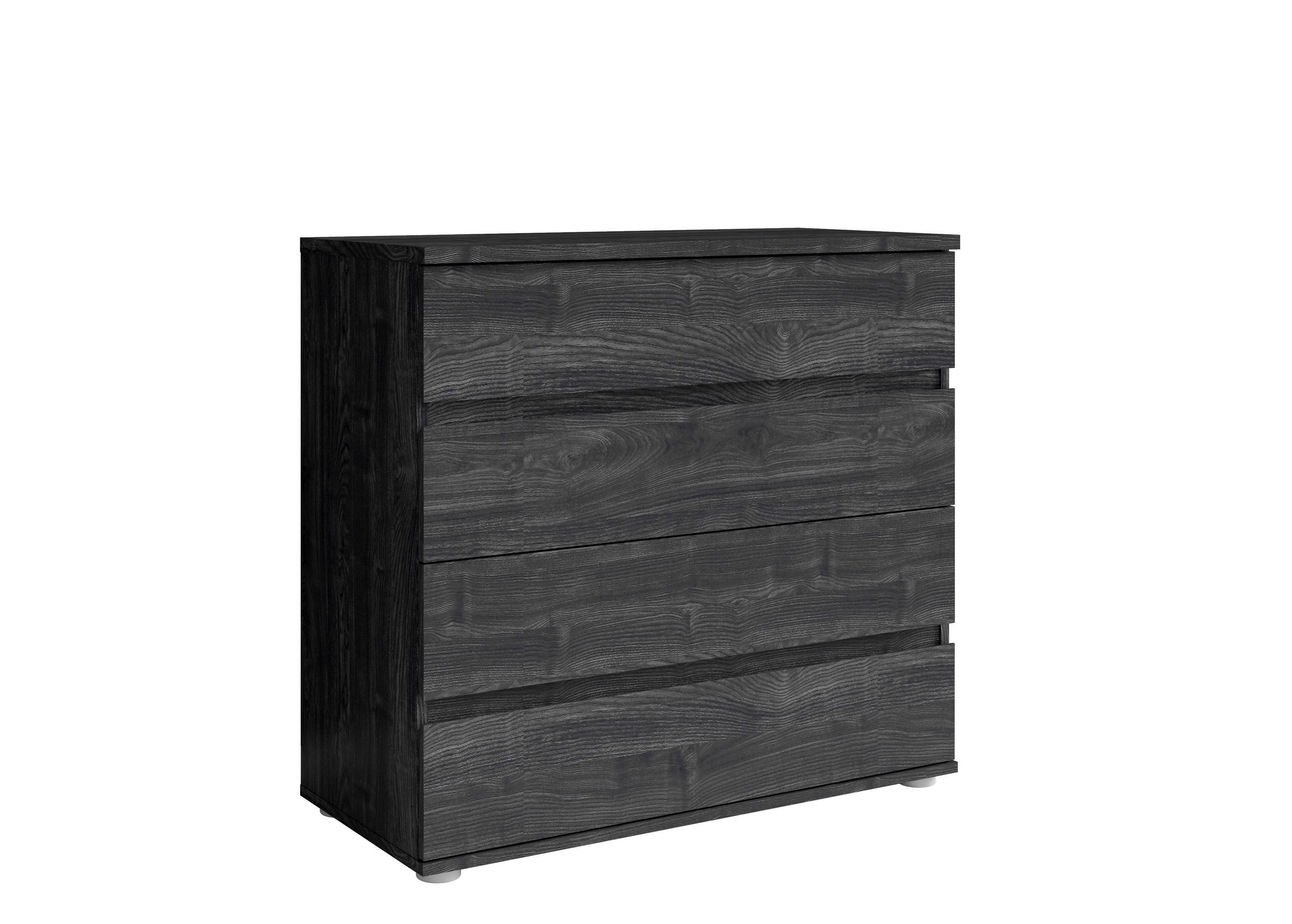 KOMMODE HEIMOR 91,5/85/42cm mit 4 Schubladen Türen Schwarze Esche - Eschefarben, Holzwerkstoff (91.5/85/42cm) - MASSENO