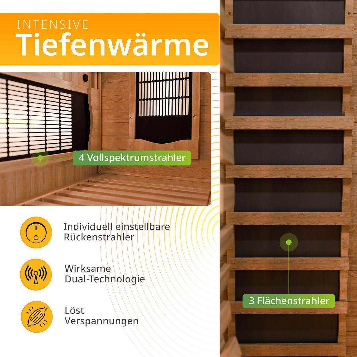 INFRAROTKABINE Kiruna90 mit Dual Technologie - Naturfarben, Holz (90/190/90cm) - Artsauna