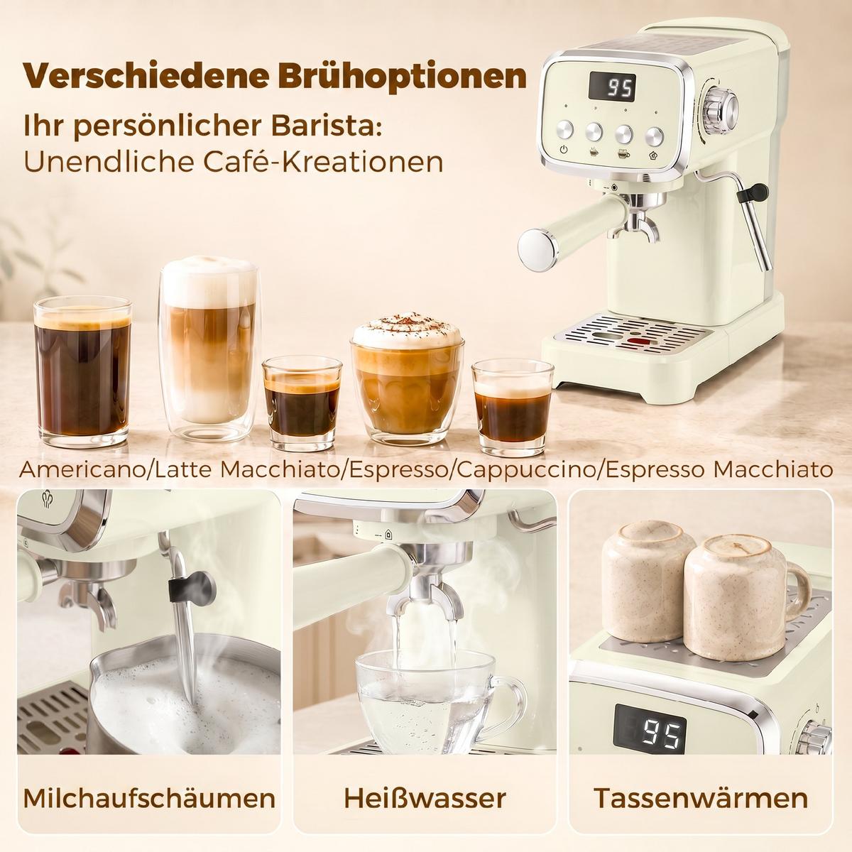 SIEBTRÄGERMASCHINE ABS Edelstahl Cremeweiß - Creme, Metall (17/31/32cm) - HOMCOM