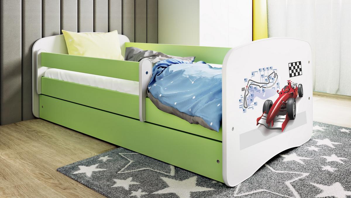 KINDERBETT Formel 1 mit Schublade 140/70 80/61/144 - Grün, Holzwerkstoff (70/140cm) - RAUMHIRSCH FURNITURE