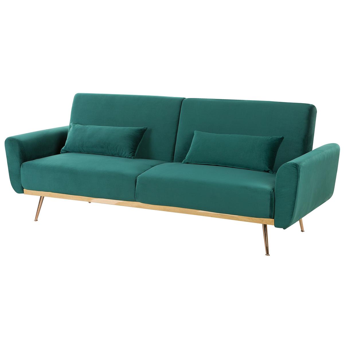 3-SITZER-SCHLAFSOFA Samtstoff Grün Eina - Hellgrün, Textil (210/86/81cm) - Beliani