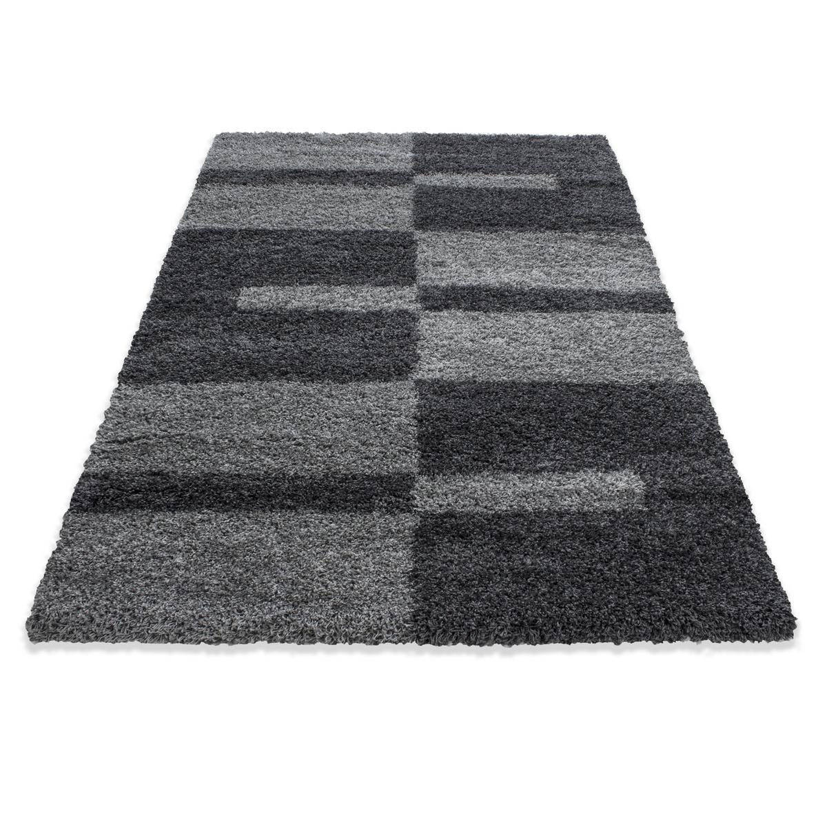 HOCHFLORTEPPICH WERFEN, kariert, Grau, 60 x 110 cm - Grau, Textil (110/60cm) - KADIMA DESIGN