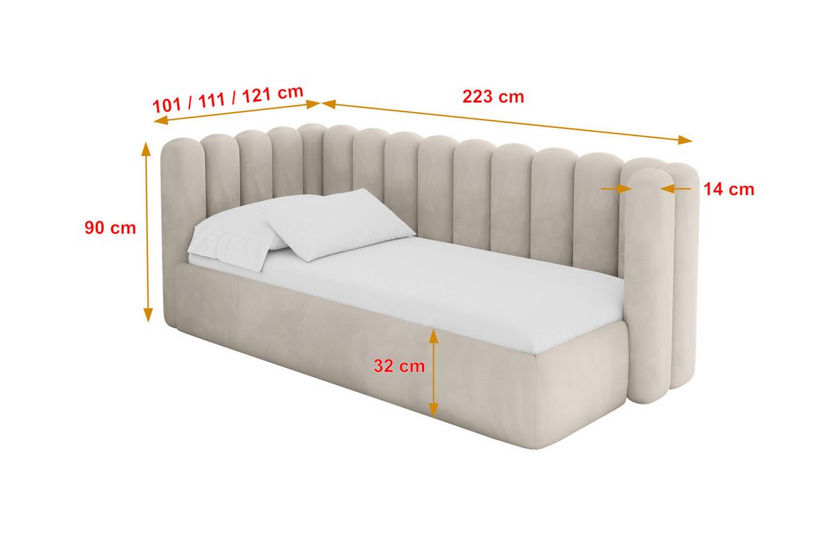 EINZELLBETT Jugendbett mit Bettkasten und Matratze H3/H4, Rechts - HUGY 100x200 Beige - Ecru, Holzwerkstoff/Textil (100/200cm) - ALTDECOR