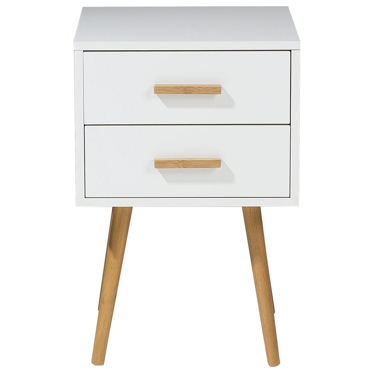 NACHTTISCH weiß 2 Schubladen Alabama - Hellbraun/Weiß, Holzwerkstoff (40/61/40cm) - Beliani