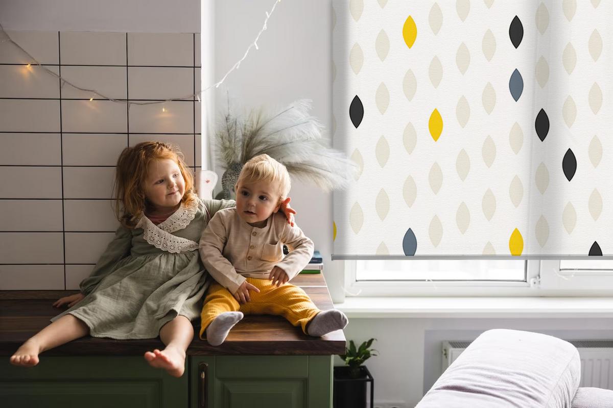 INNENROLLO - Fensterrollo - Rollo - 140x140 cm - Bunte Körner - Beige, Kunststoff (140/140/0.5cm) - TULUP