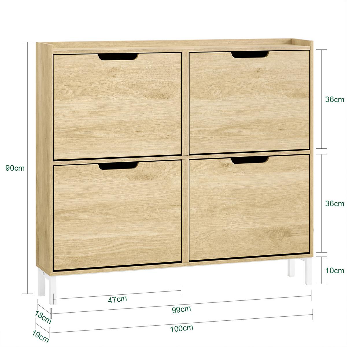 SCHUHSCHRANK Natur - Naturfarben, Holzwerkstoff/Metall (100/90/19cm) - SoBuy
