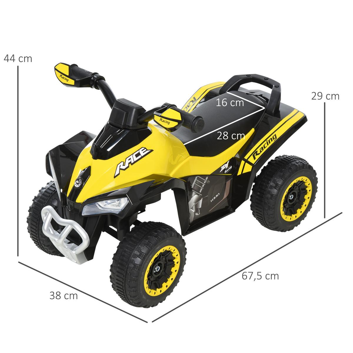 RUTSCHAUTO Kinder Tretauto Kinderauto mit Füßen rutschen Licht Musik Gelb - Gelb, Metall (67/5/38cm) - HOMCOM