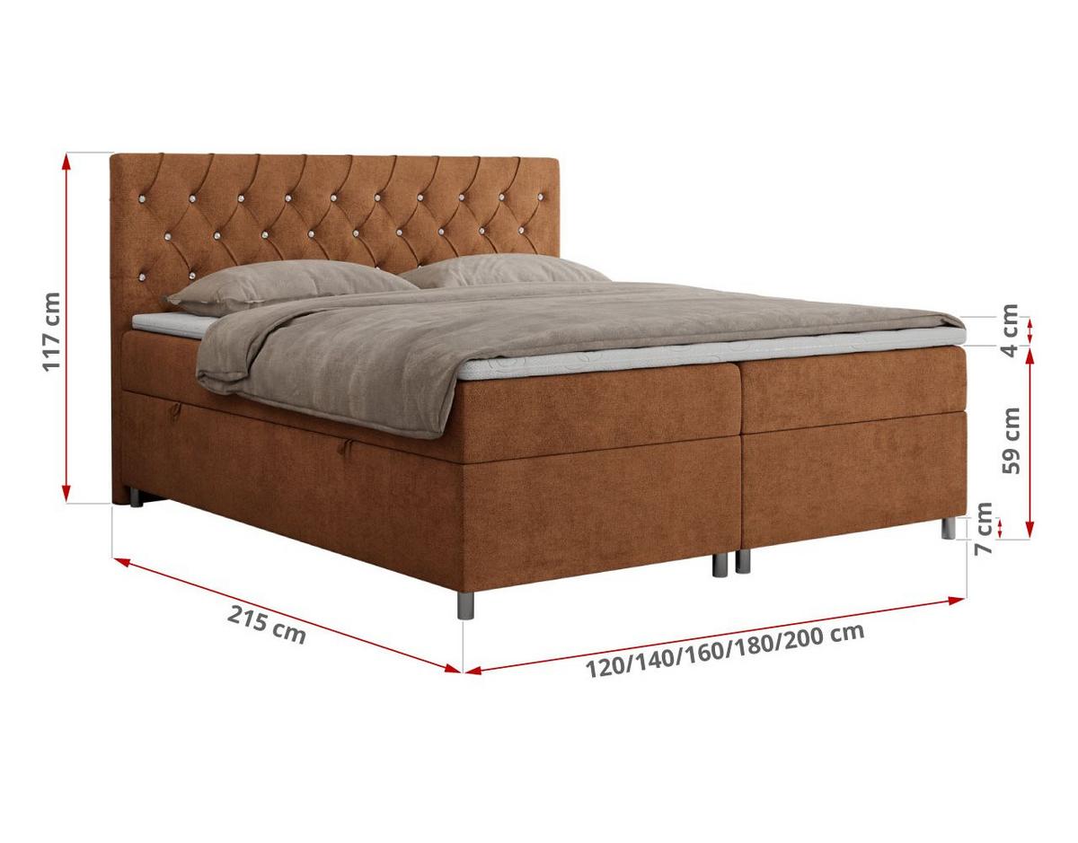 BOXBETT ROMA 120/200 - Orange Strukture - H3 - Orange, Holz/Textil (120/200cm)
