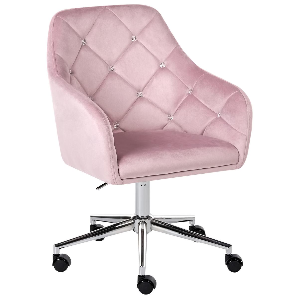 SCHREIBTISCHSTUHL Samtstoff Pastellrosa Veloria - Pink, Textil/Metall (60/85/60cm) - Beliani