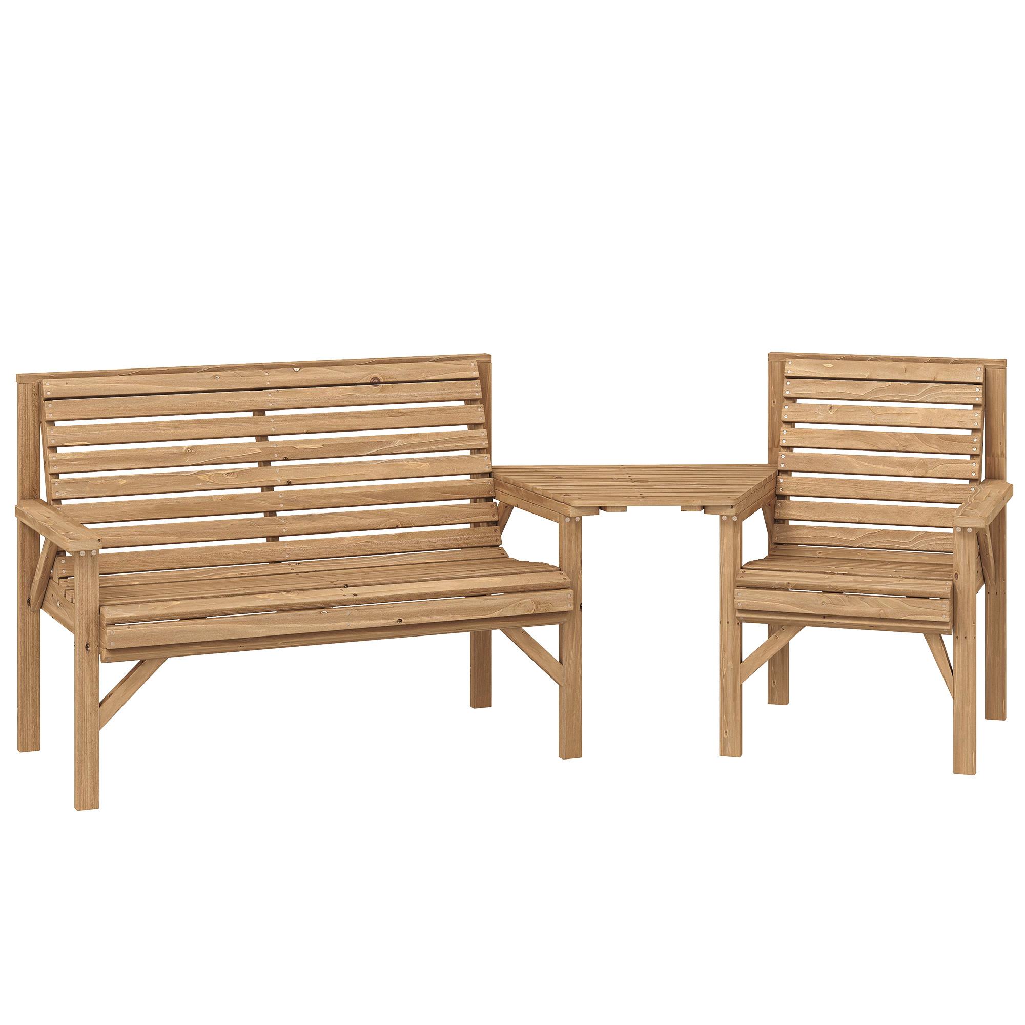 GARTENSTÜHLE 3er Set Tannenholz Naturholz - Naturfarben, Holz - Outsunny