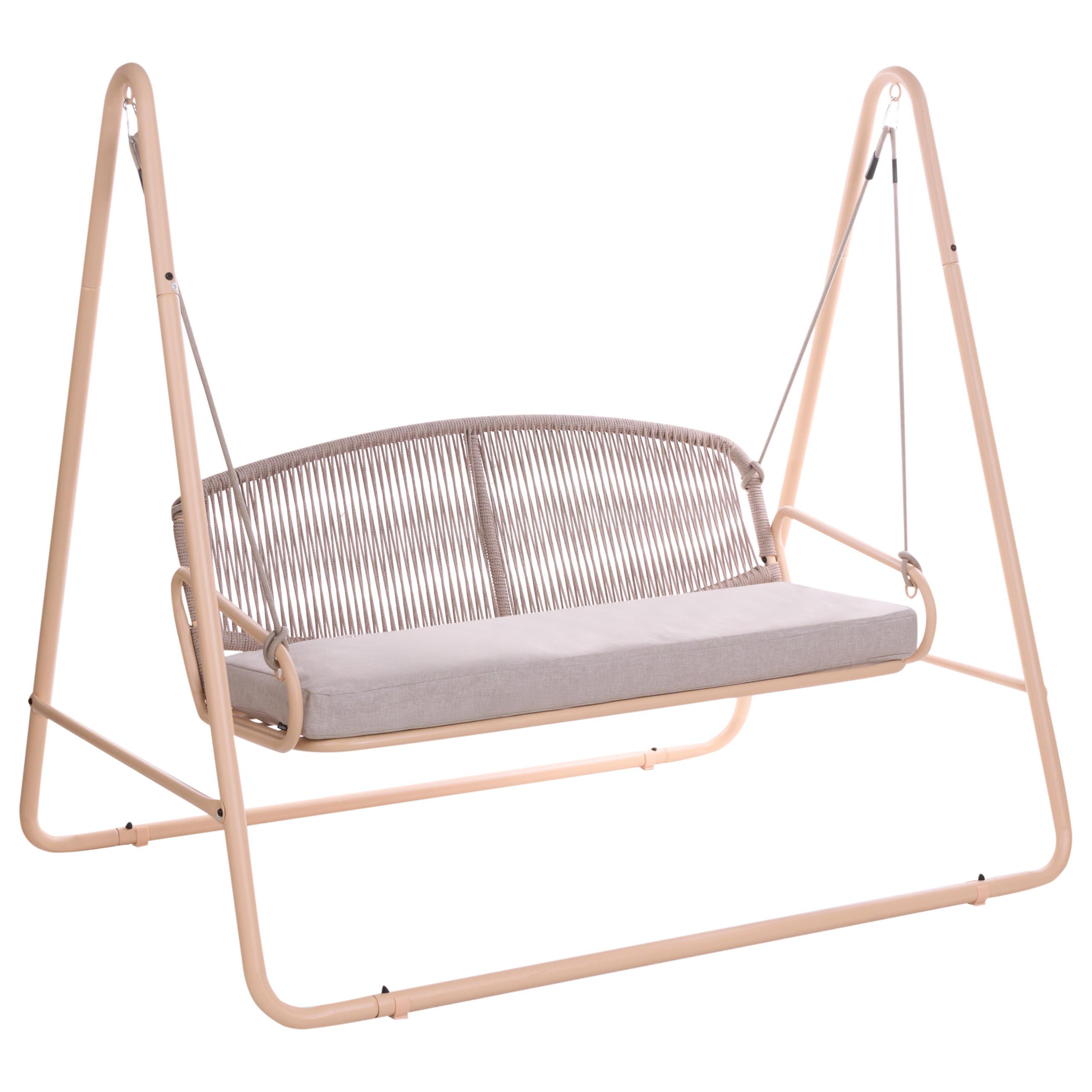 HOLLYWOODSCHAUKEL Metall Beige Norcia - Beige, Metall (172/156/119cm) - Beliani