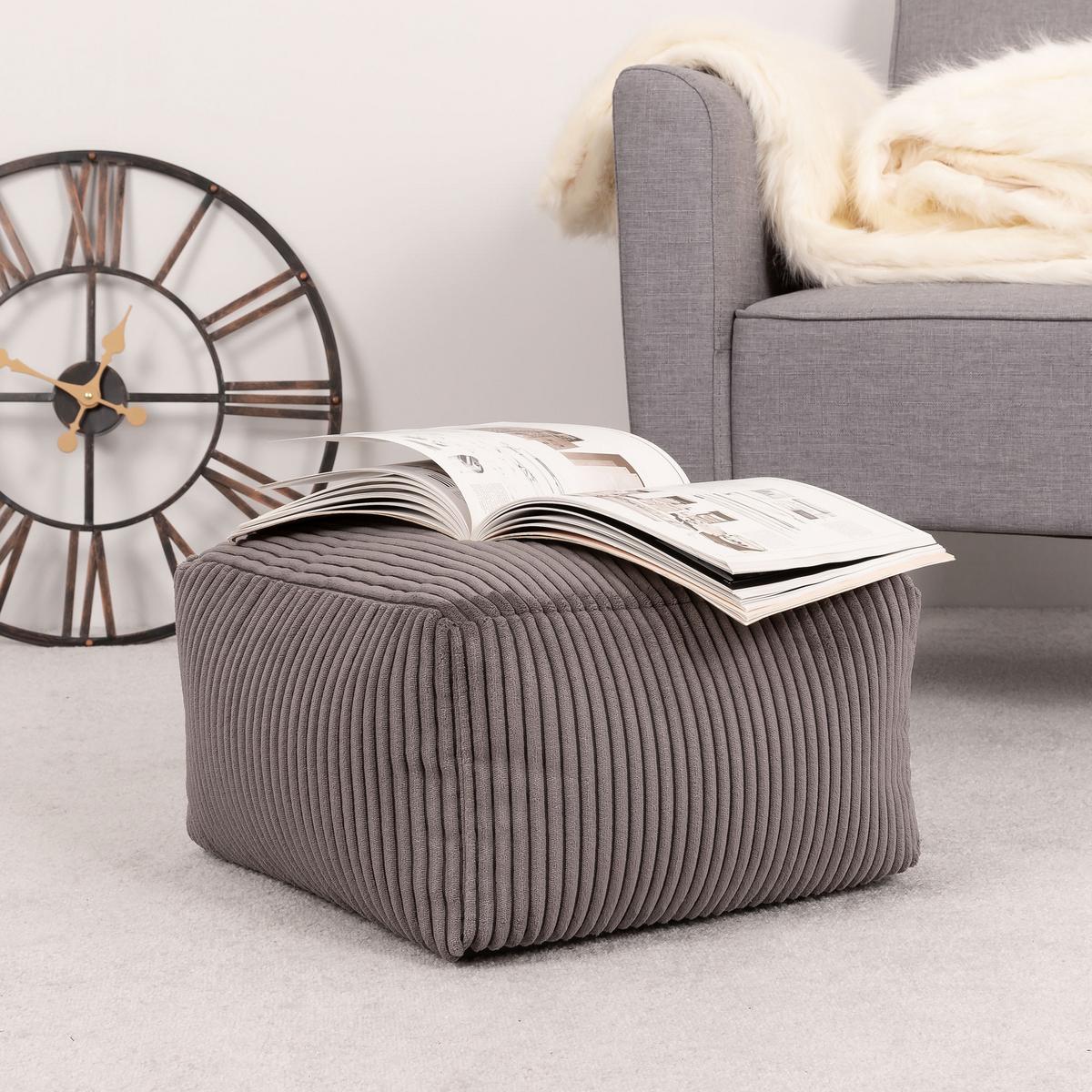 SITZPOUF Amara - Anthrazit, Textil (42/24/42cm) - icon