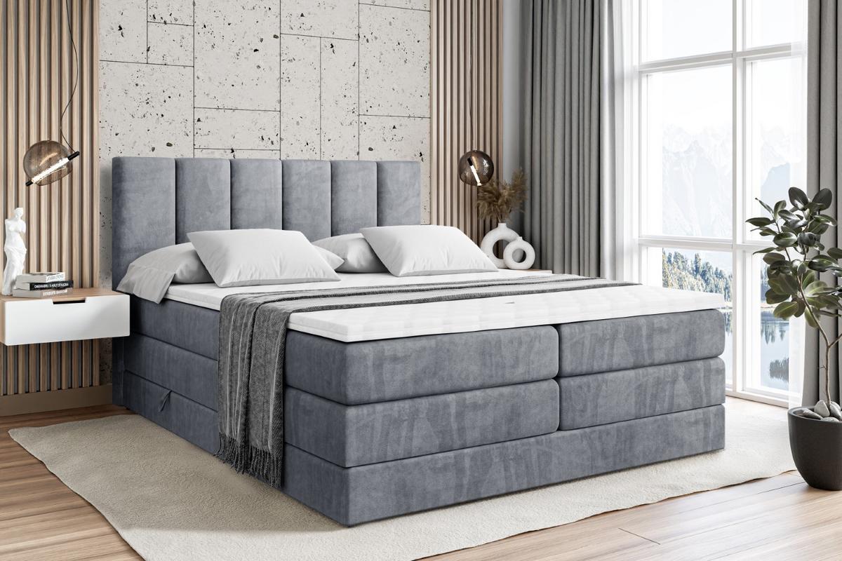 BOXSPRINGBETT BOXI1 KING - 200x200 - H3/H4 - Grau - Grau, Holzwerkstoff (200/200cm) - ALTDECOR