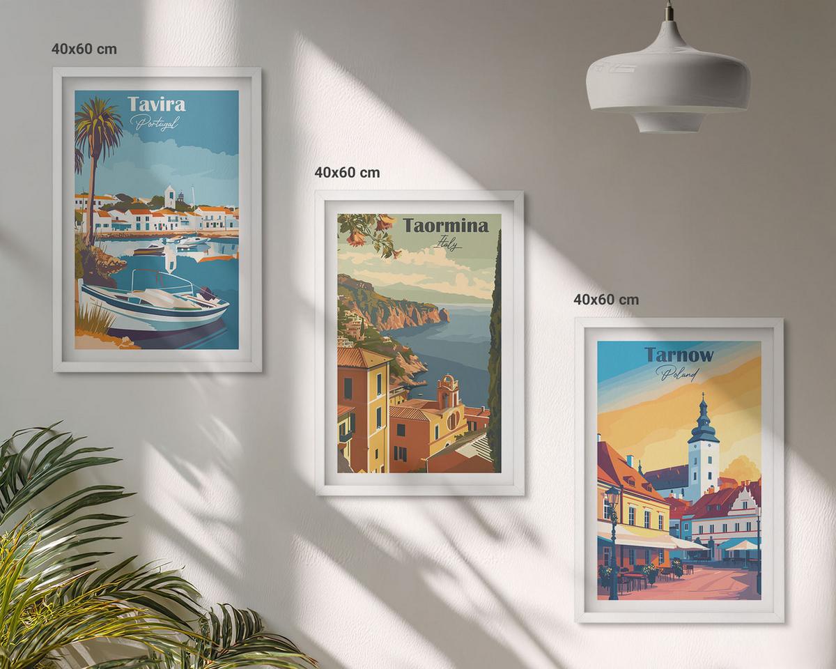 BILDER SET 3er Set - 40x60 cm Weißer Rahmen - Ansichten von Küstenstädten - Weiß, Kunststoff (40/60cm) - TULUP