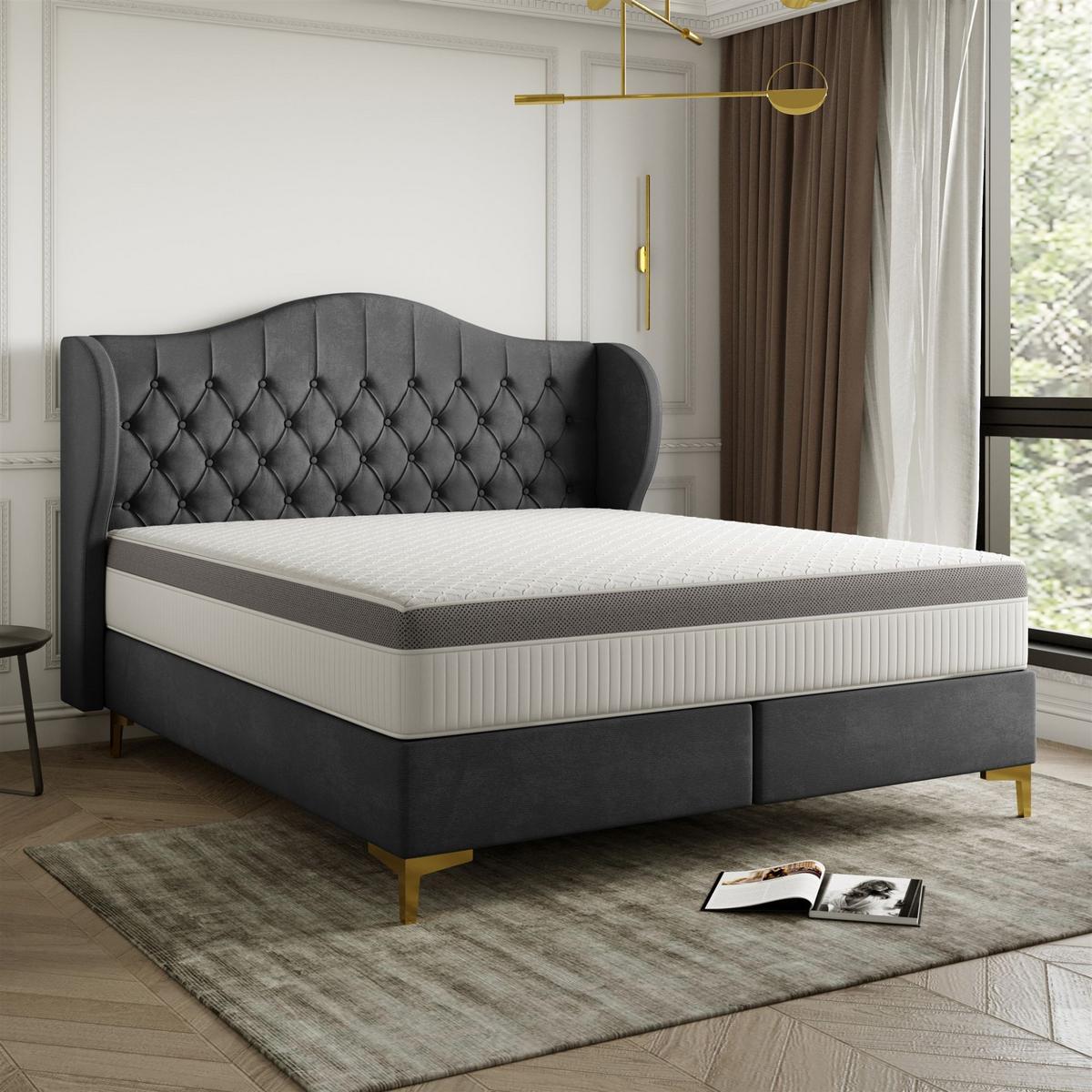 POLSTERBETT Pelagio In Whisper - Graphitfarben, Holzwerkstoff/Textil (140/200cm) - Fun Möbel