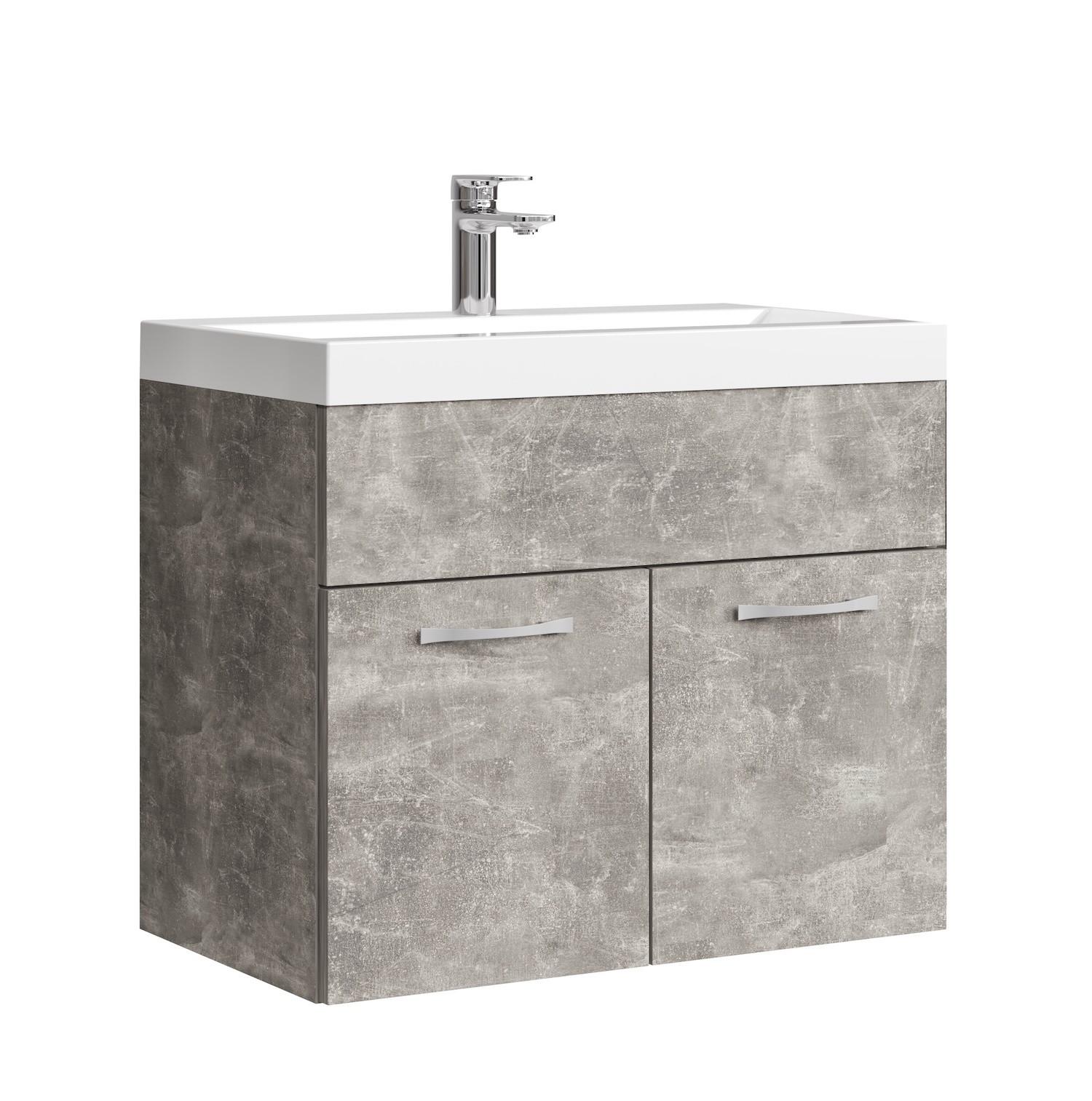 BADMÖBEL-SET Montreal 2 Teile Beton Grau - 60 x 35 x 51 cm - Grau, Holz (60/51/35cm) - Badplaats