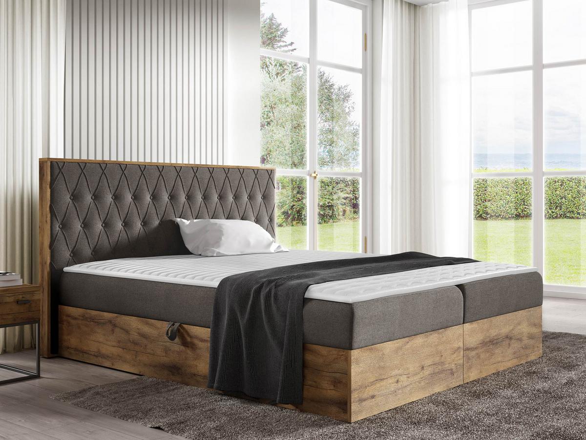 BOXBETT Wood 6 - H3 - Braun, Holz/Textil (160/200cm) - MIRJAN24