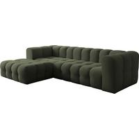 ECKSOFA Mochi L-Form 5-Sitzer Links, Samt, Dunkelgrün 290/75/193 cm - Dunkelgrün/Schwarz, Kunststoff/Textil (290/193cm) - WFL GROUP