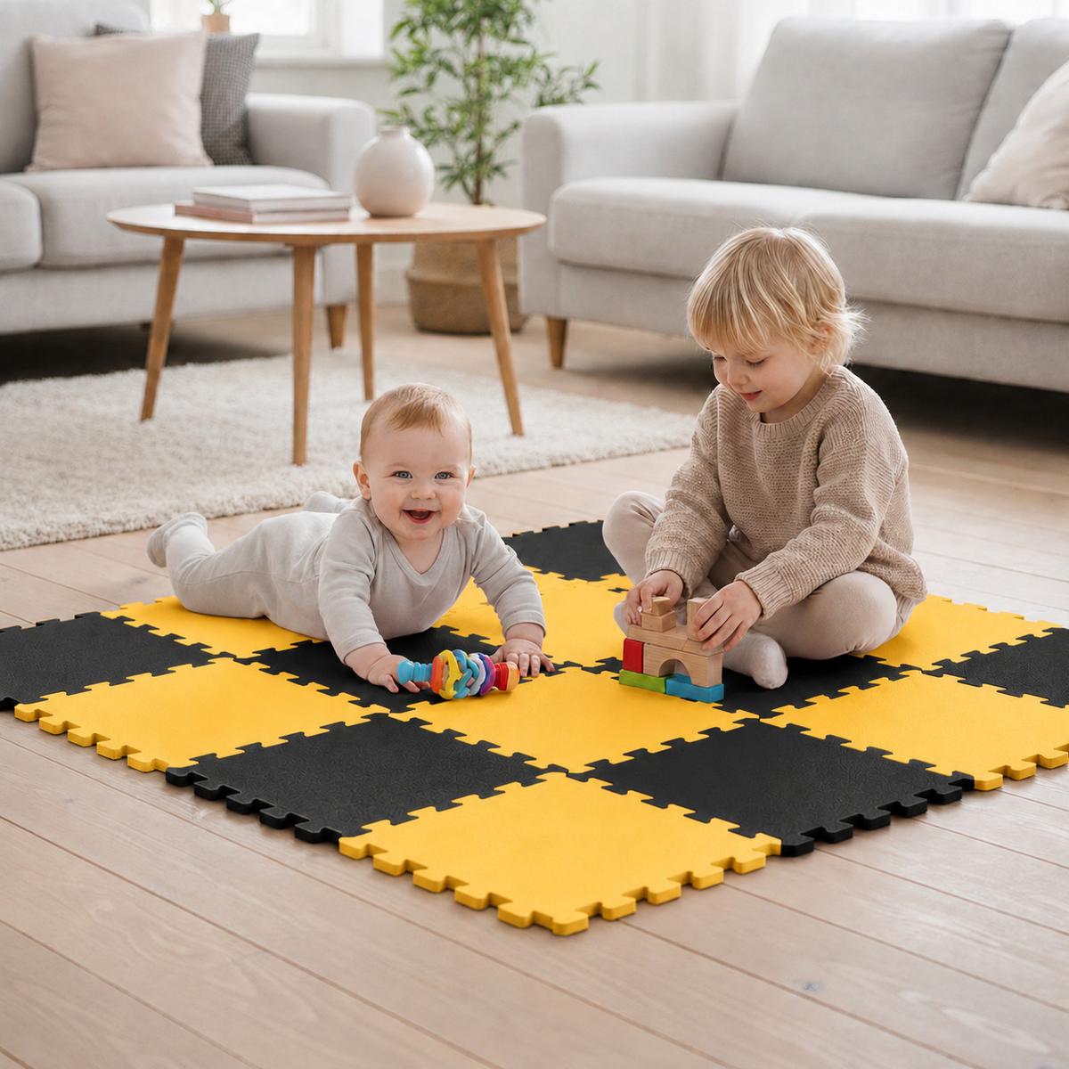 SPIELMATTE ab Null - 180/90 cm Puzzlematte Schwarz - Multicolor, Kunststoff (30/30cm) - Littletom