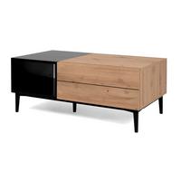 COUCHTISCH Eiche Artisan, schwarz 100 cm, Wohnzimmertisch mit Schubkasten und Ablage - Schwarz/Eiche Artisan, Holzwerkstoff (100/55/40cm) - Furn.Design