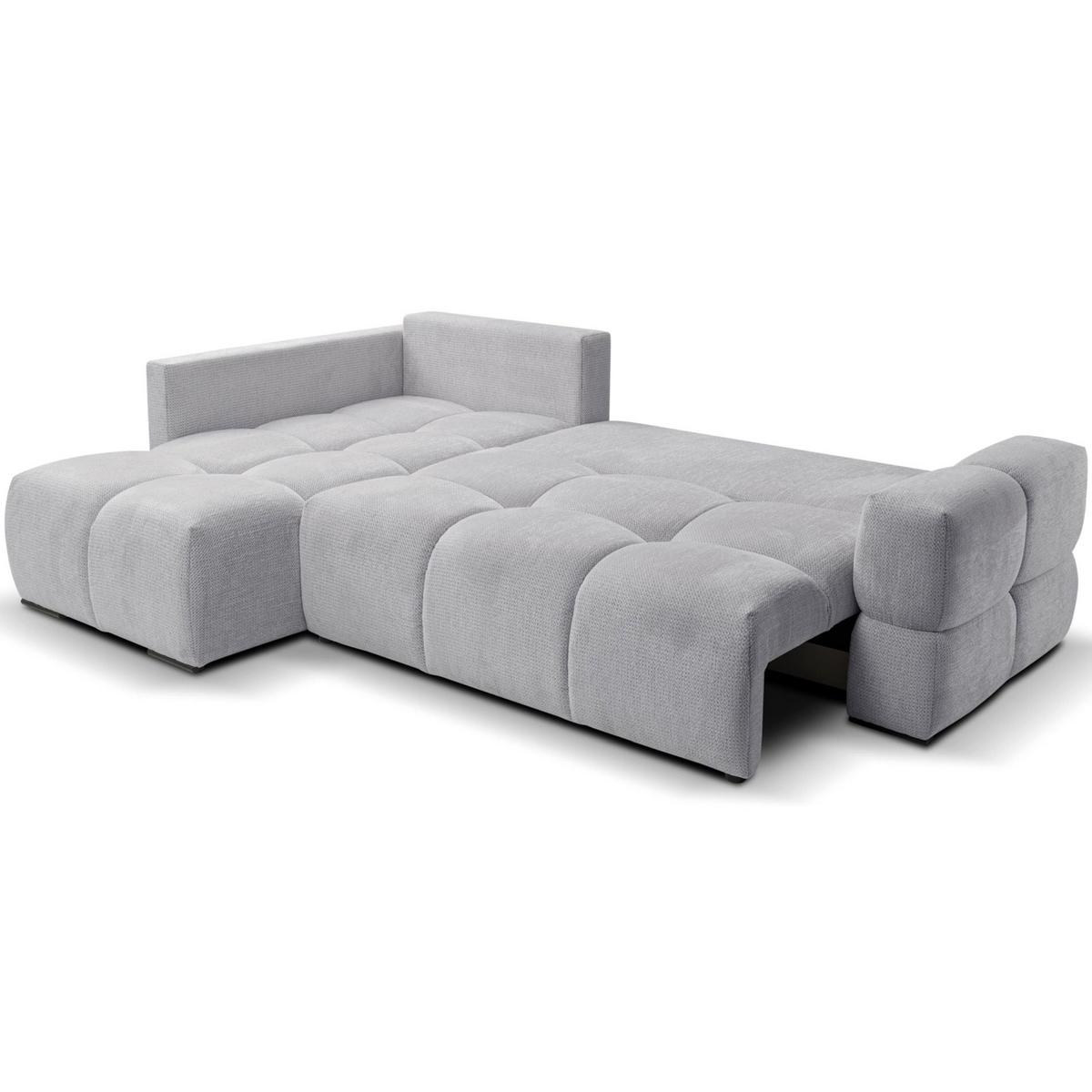 ECKSOFA Taremi mit Chenillebezug Grau, beidseitig - Schwarz/Grau, Textil (267/185cm) - Selsey